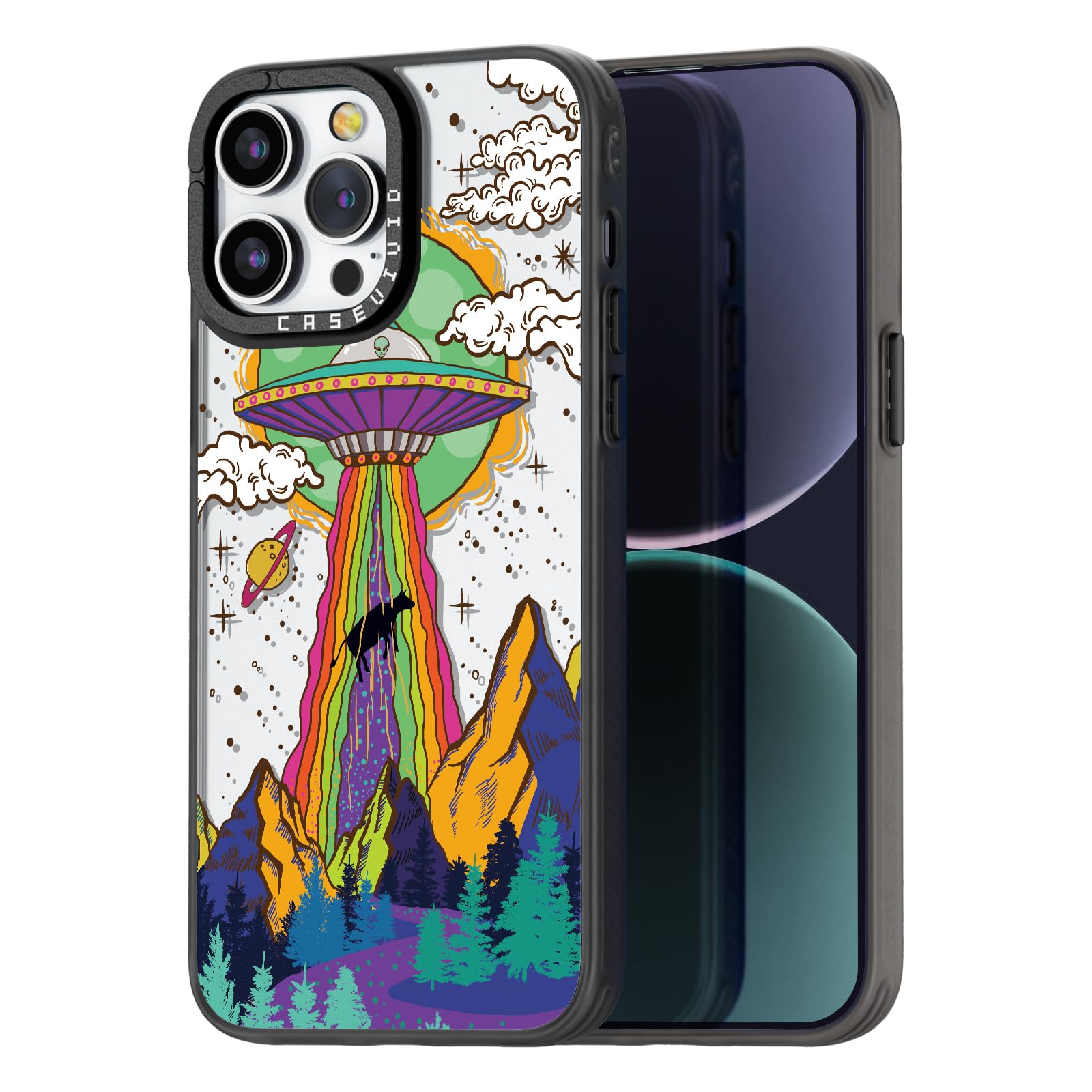 Coque iPhone 12 Pro Max protectrice contre les chocs - Design OVNI noir robuste et durable - 8