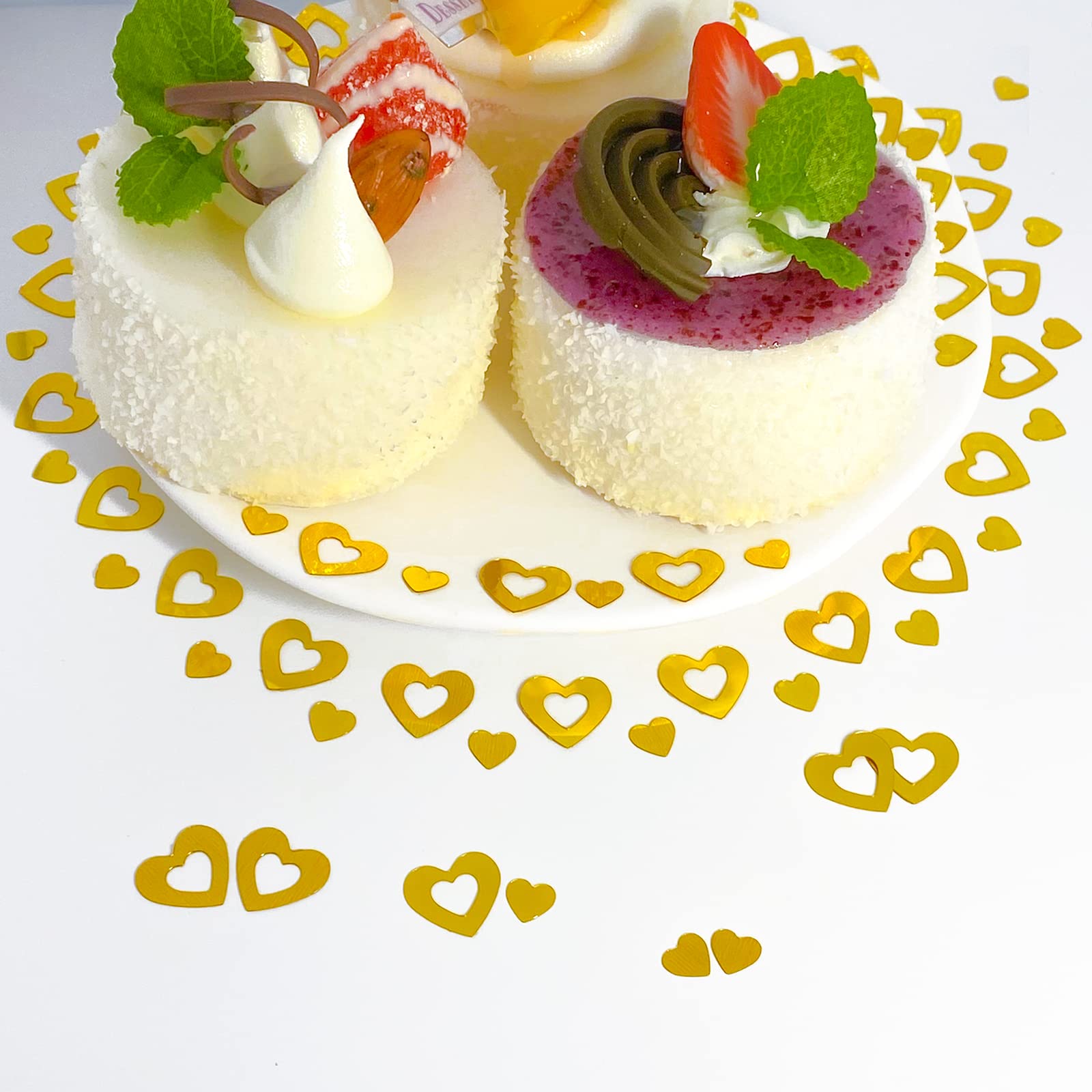 1100Pcs Gold Heart Shaped Confetti, Wedding Valentine's Day Birthday Party Decorations,I Love You Metallic Foil Glitter Table Confetti Sprinkles