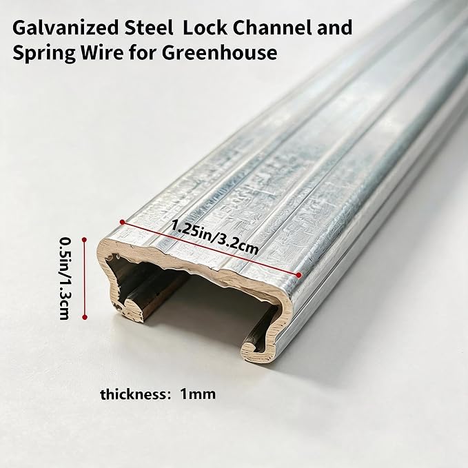 Kit de Canal y Resorte para Invernadero de Acero Galvanizado 3.3FT 20 Piezas miniatura 3