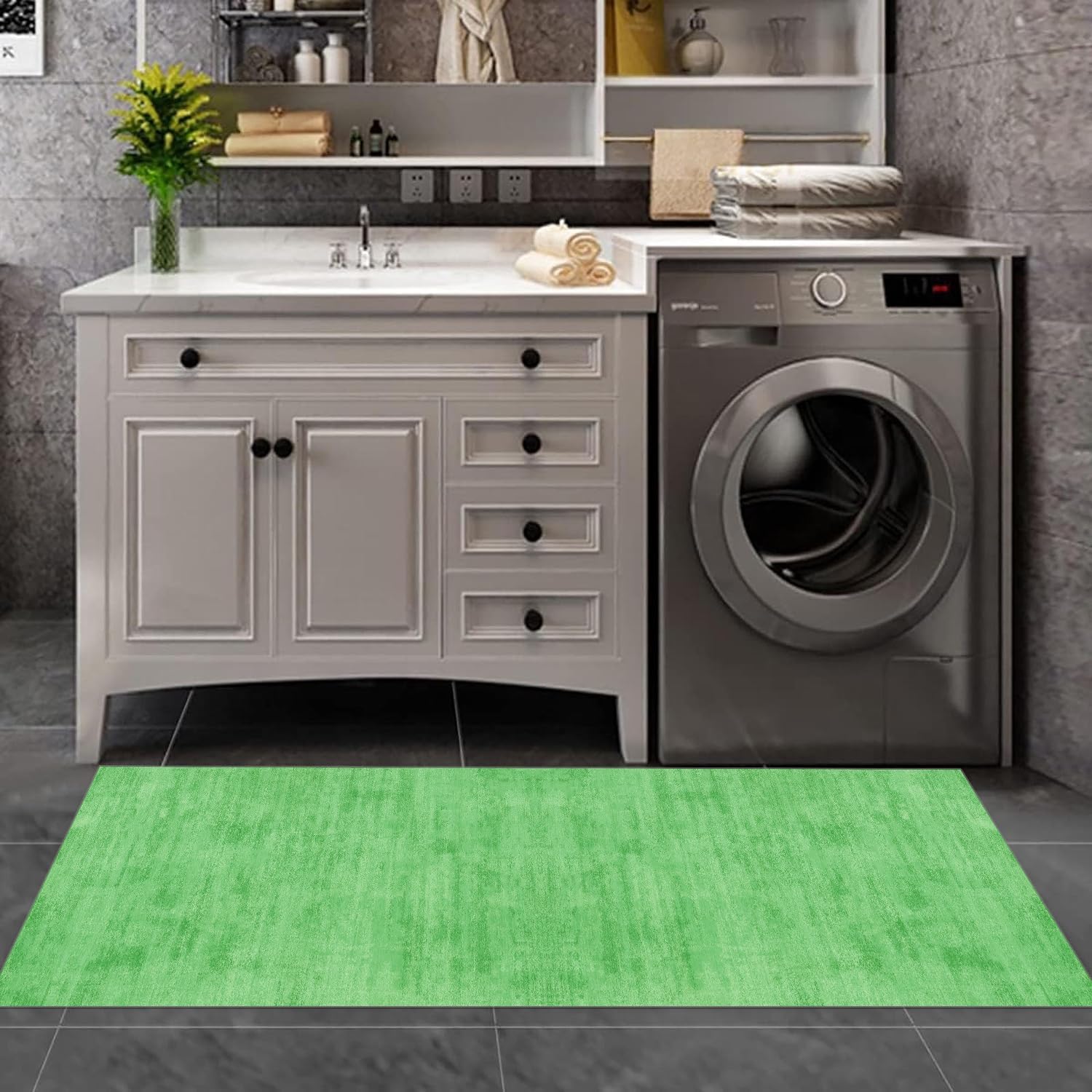 Läufer Flur Küche Waschbar rutschfest 120X400cm Lang Grün Küchenteppich Flurteppich Teppich Fur Korridor Wohnzimmer Schlafzimmer Meterware Anpassbar