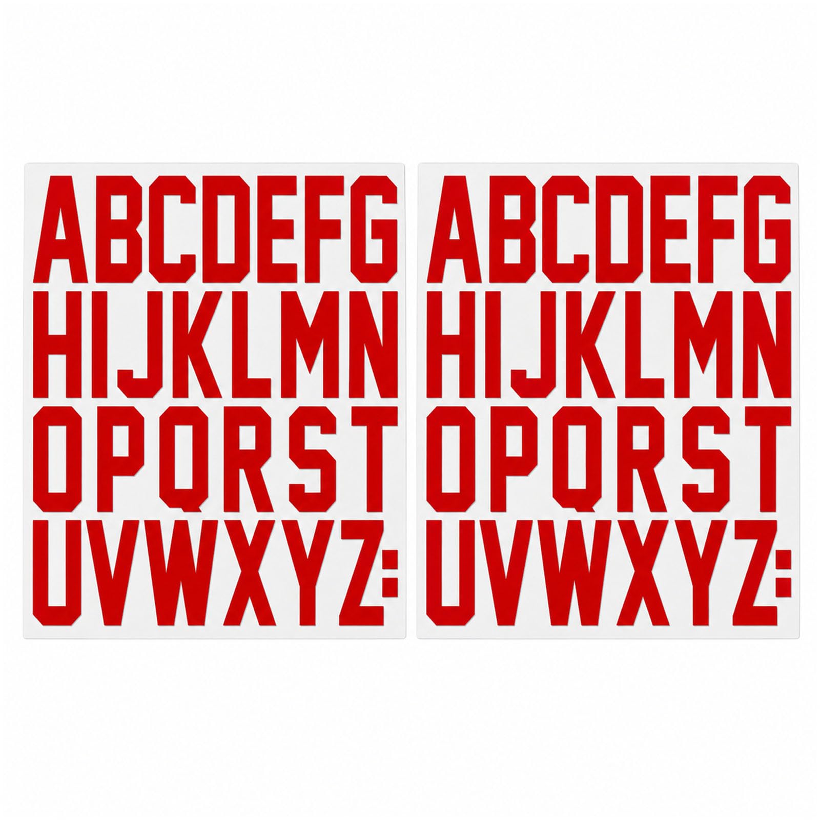 52PCS 2 Inch Iron-on Letters, Red Heat Transfer Patches for DIY Crafts
