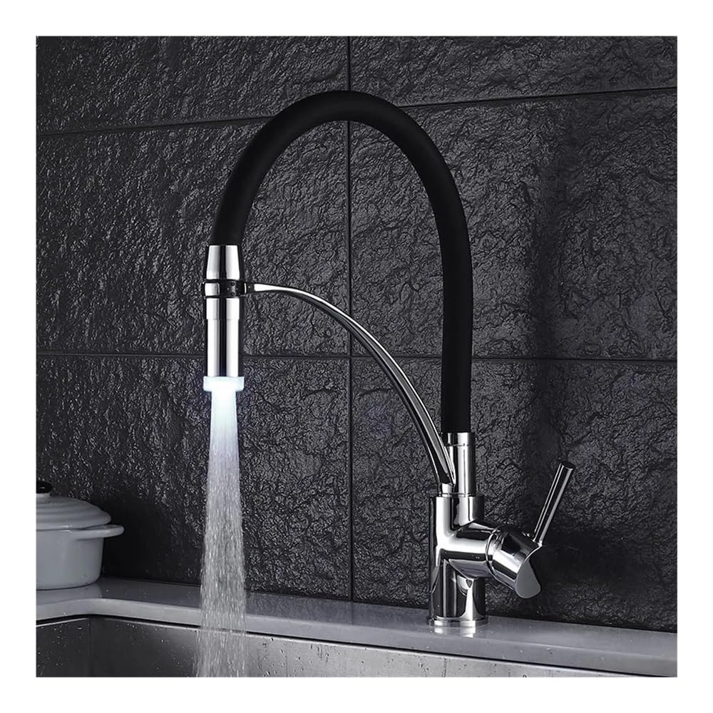 LED Kitchen Faucets Chrome Color Kitchen Tap Sink Crane Deck Mount Pull Down Mixer Water Faucet Torneira De Cozinha XT-159