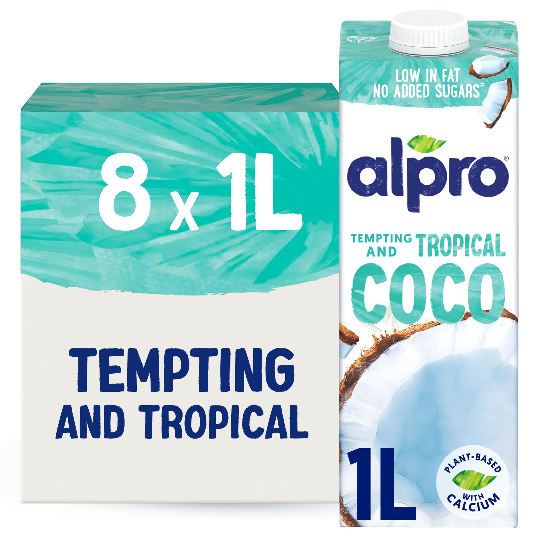 Alpro Coconut Drink - Plant-Based Long Life Dairy Free & Lactose Free Milk Alternative - 1L (Pack of 8)