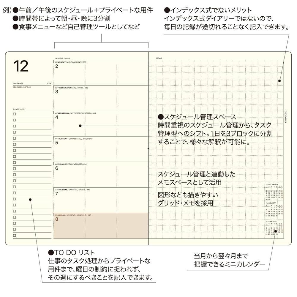Amazon.co.jp: ラコニック 手帳 2025年 B6 ウィークリー ハード