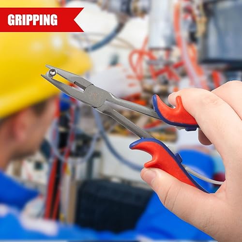 Miniatura 4 de Alicates de punta larga de 6 pulgadas de largo alcance con mandíbulas dentadas para pesca, envoltura de alambre, espacios estrechos de difícil