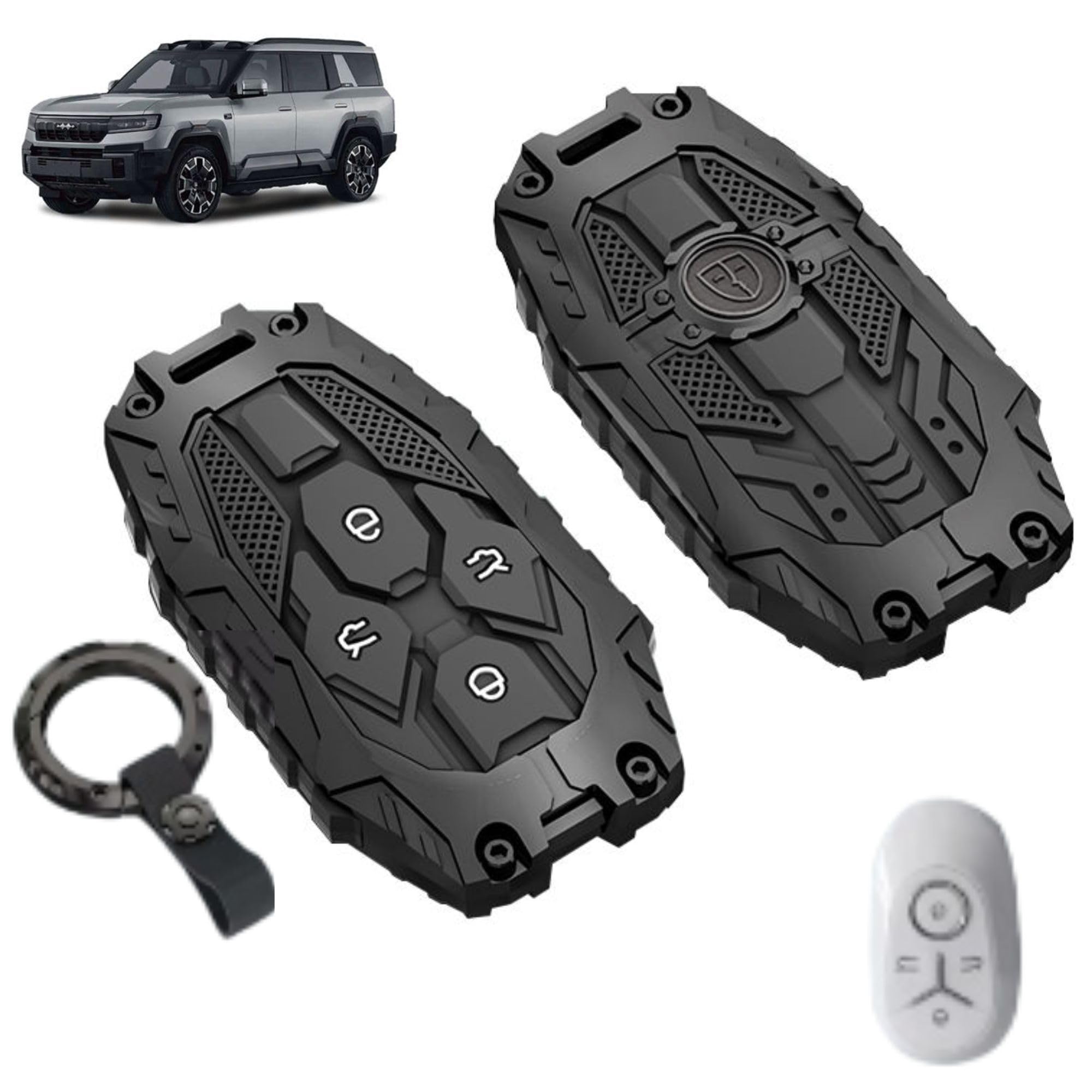 Key Case Car for Leopard 8 BYD DENZA B8 Interior Accessories Kit | Cover Shell For Men & Women Leopard 8 Accessories | Durable, Stylish & Protective Smart Key Holder(Black-BYDL-BLK-1039)
