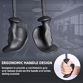 SYL Fitness 36 Ergonomic Tricep Rope Cable Attachment, Exercise Machine Attachments Gym Pulley System Pull Down Rope with Carabiner