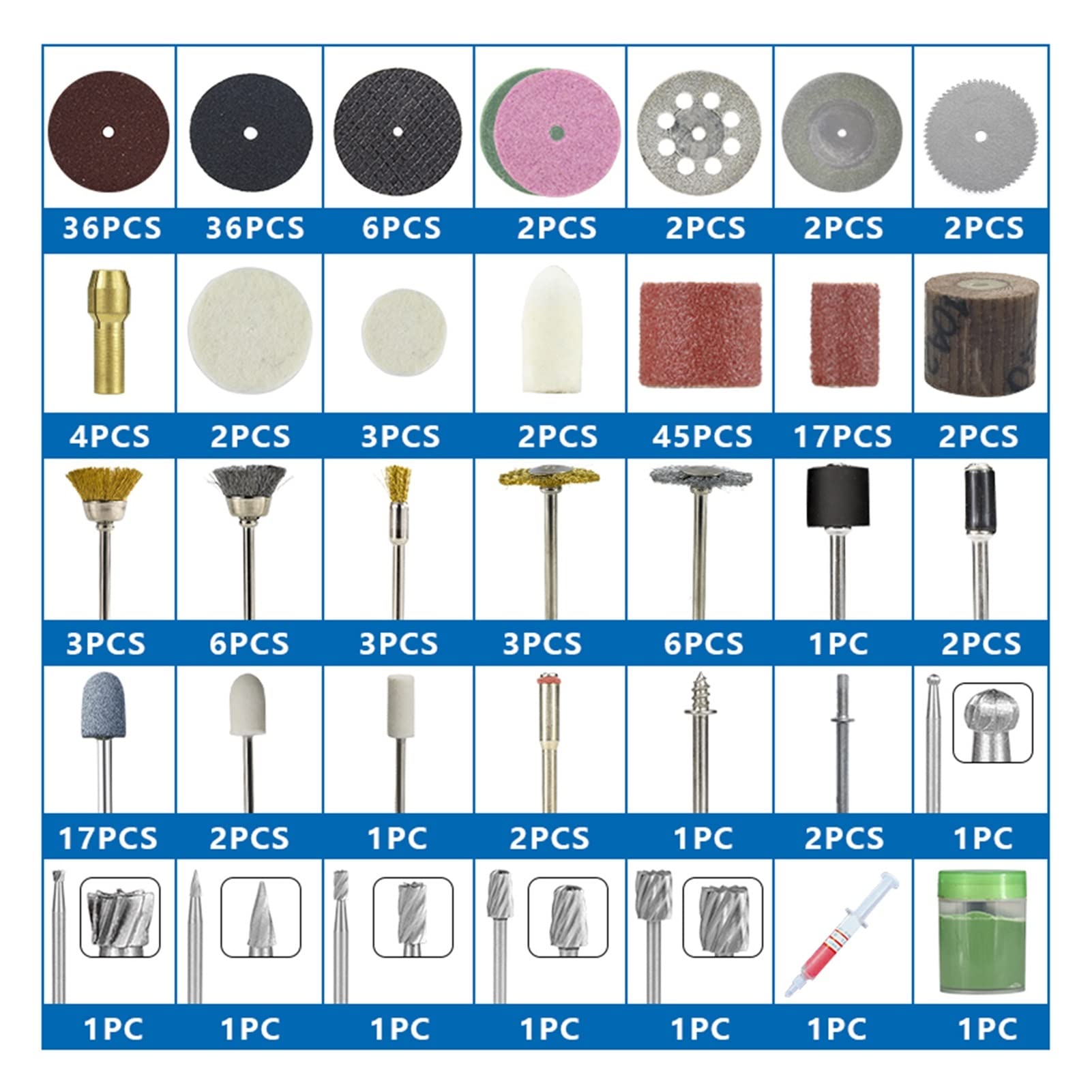 Juego de brocas eléctricas de 218 piezas de herramientas giratorias eléctricas para grabado de madera y metal, papel de lija (color: 218 piezas bolsa de polipropileno)