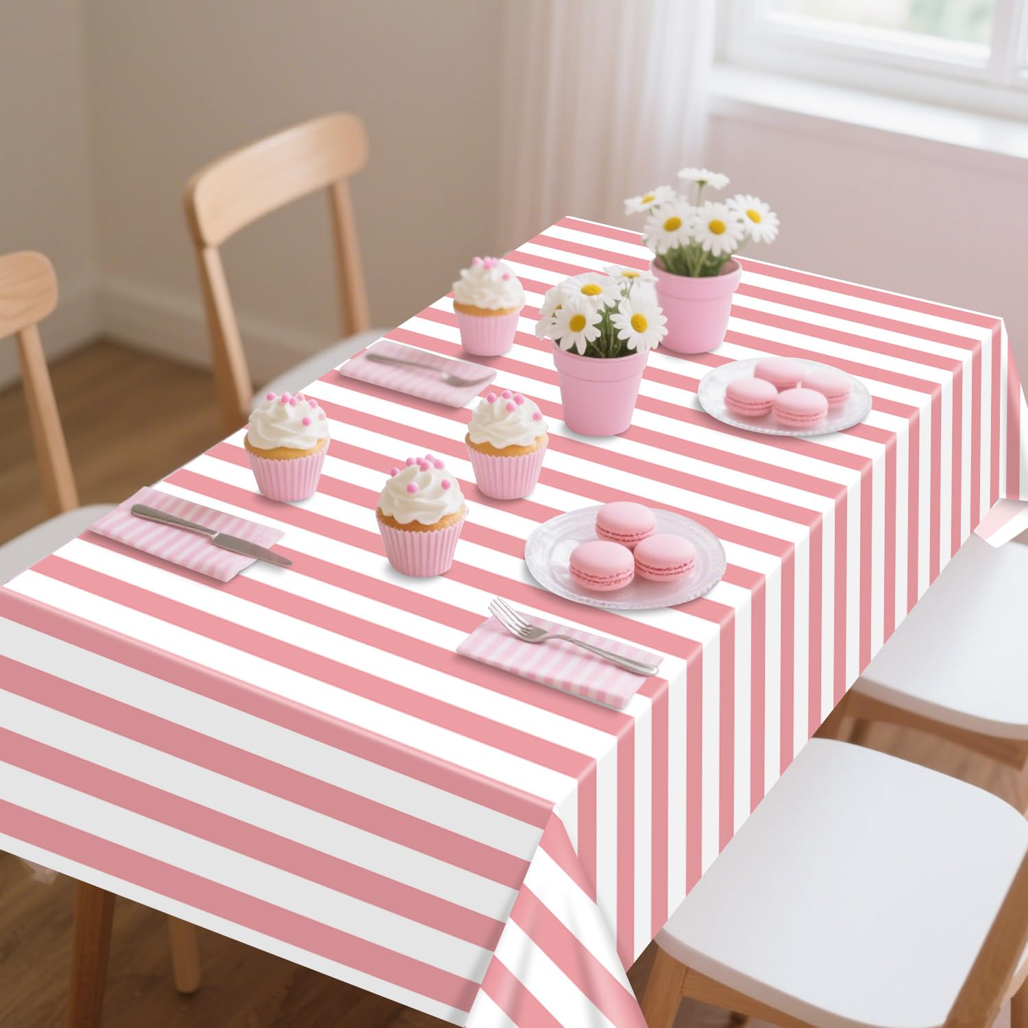 Confezione 4 Tovaglie Rosa San Valentino – Rettangolari 130x218 Cm, Impermeabili E Riutilizzabili