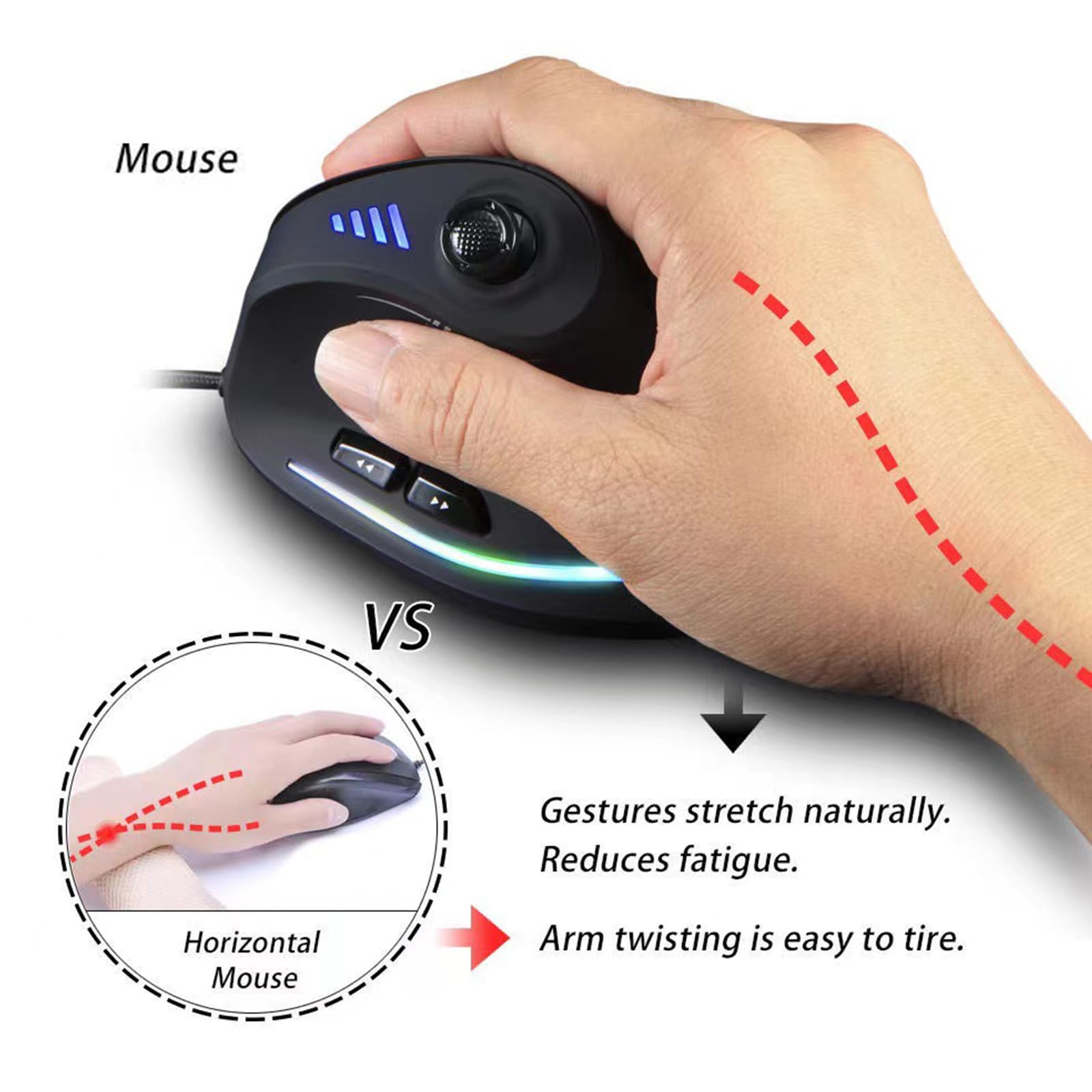 Limtula Da gioco verticale 10000 DPI ergonomico per giochi con joystick per giocatori / / laptop/desktop Accessori
