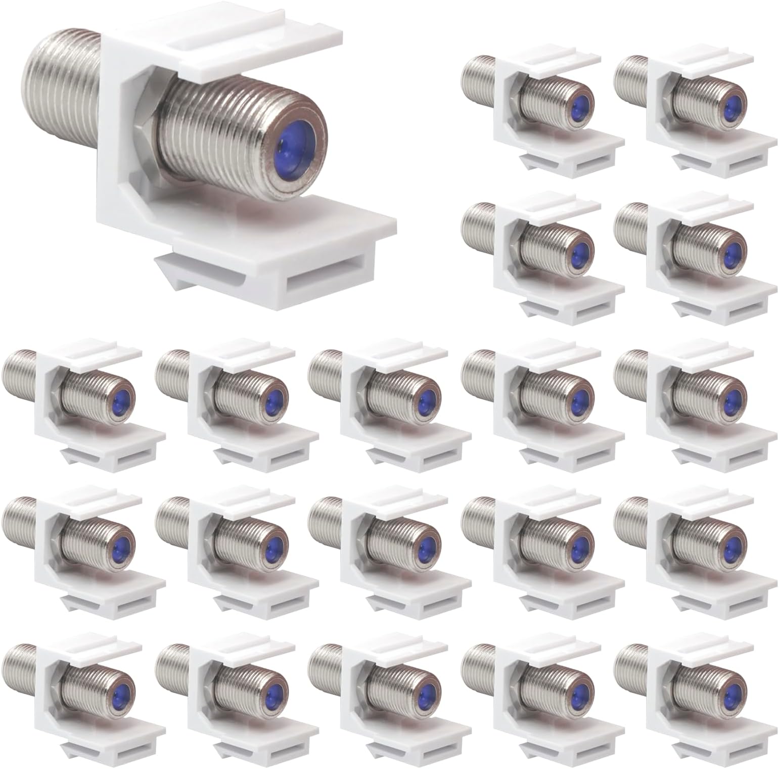 - VCE Coax Keystone Jack Insert 3GHz Coaxial Cable Connector, F-Type RG6 Cable Extender Female to Female for Wall Plate and Patch Panel, Nickel-Plated, 20-Pack