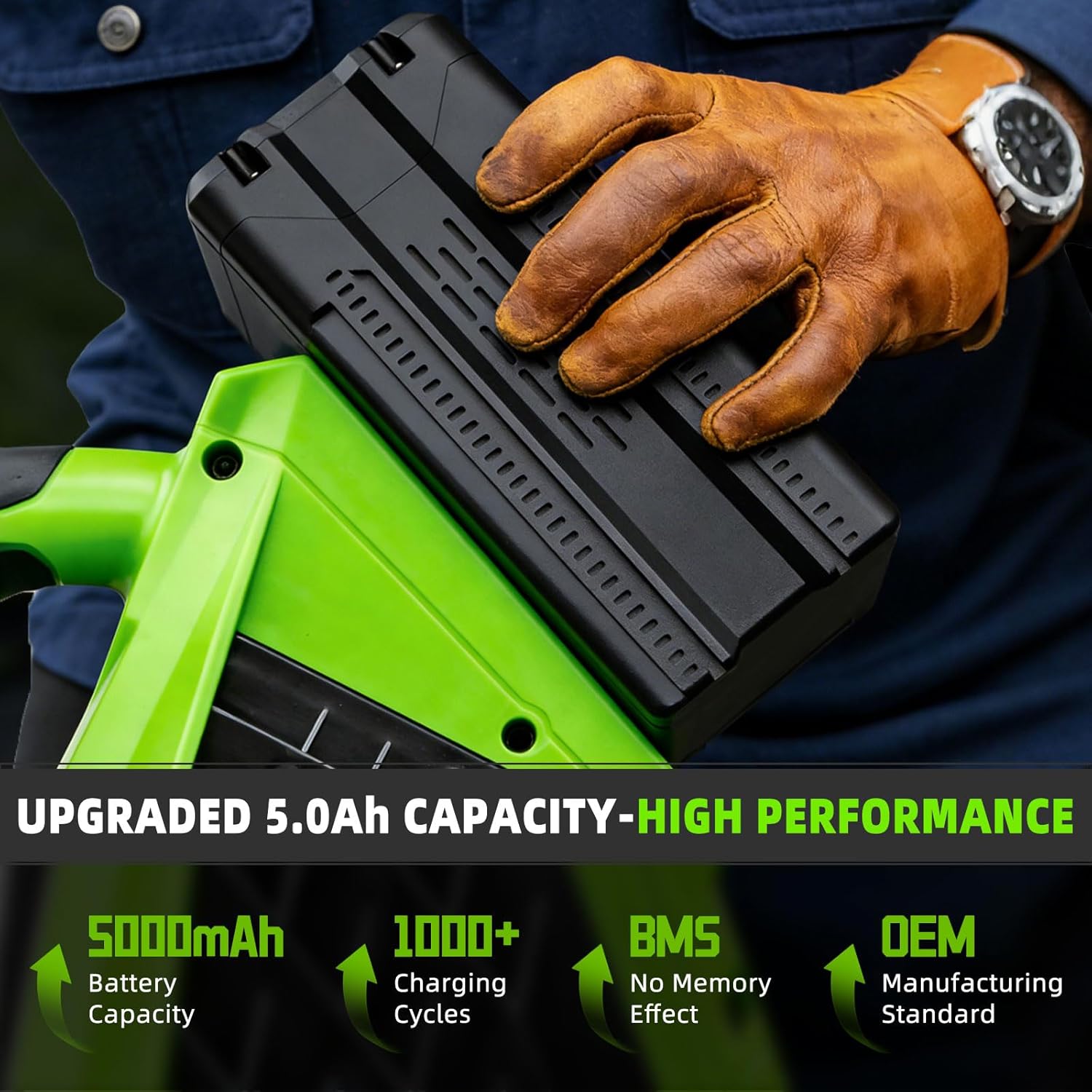 60V 5.0Ah Replacement Battery for Greenworks 60V Lithium-Ion Battery, Compatible with Greenworks 60 Volt LB608 LB605 LB604 LB603 B6025 LB602 Batteria