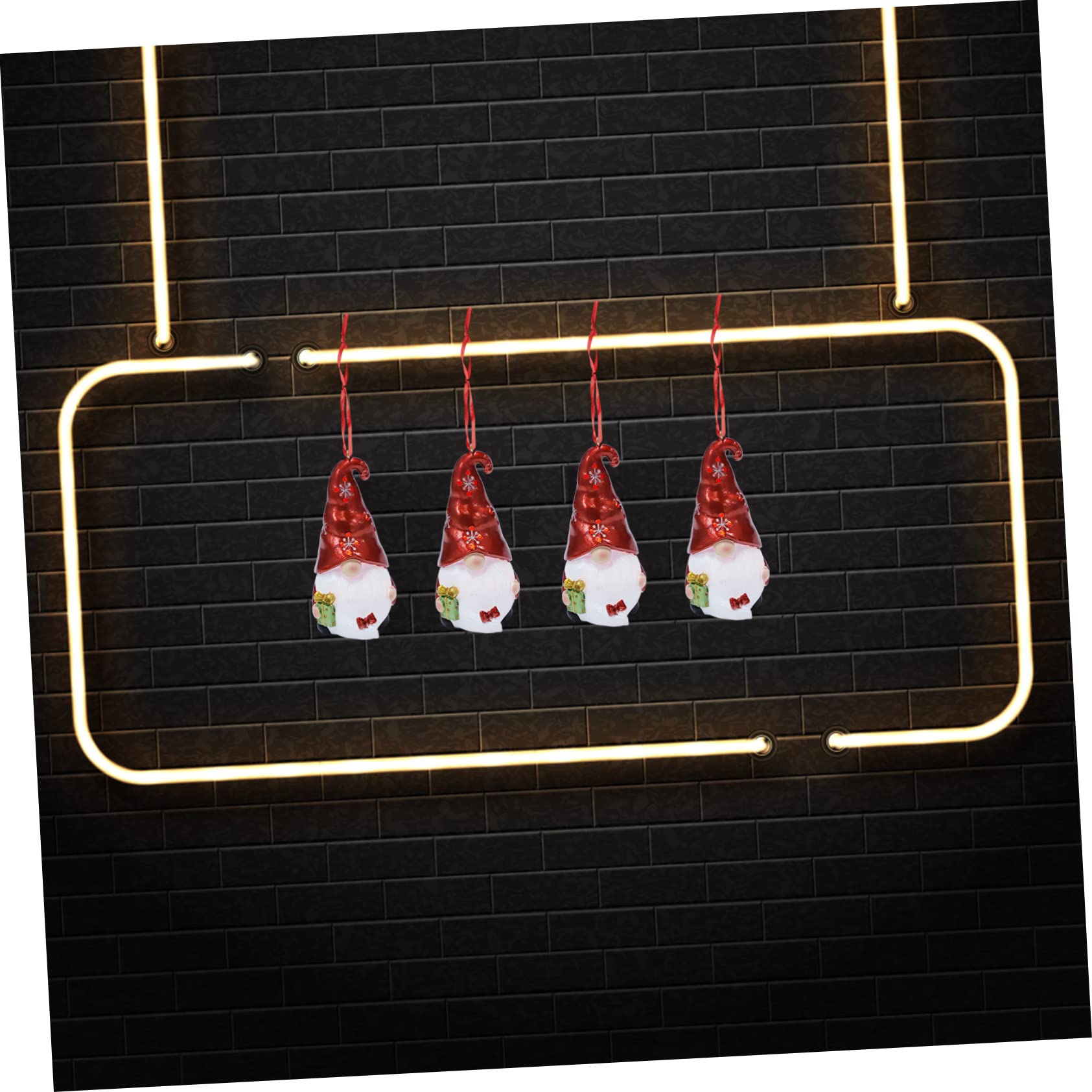 IMIKEYA 4 Stück Dekorative Lichter weihnachtsdeko für den einzug weinachtsgeschenk beleuchtete Gnomenstatue Weihnachtsfeierdekorationen Weihnachtszwerg Keramikornamente rot