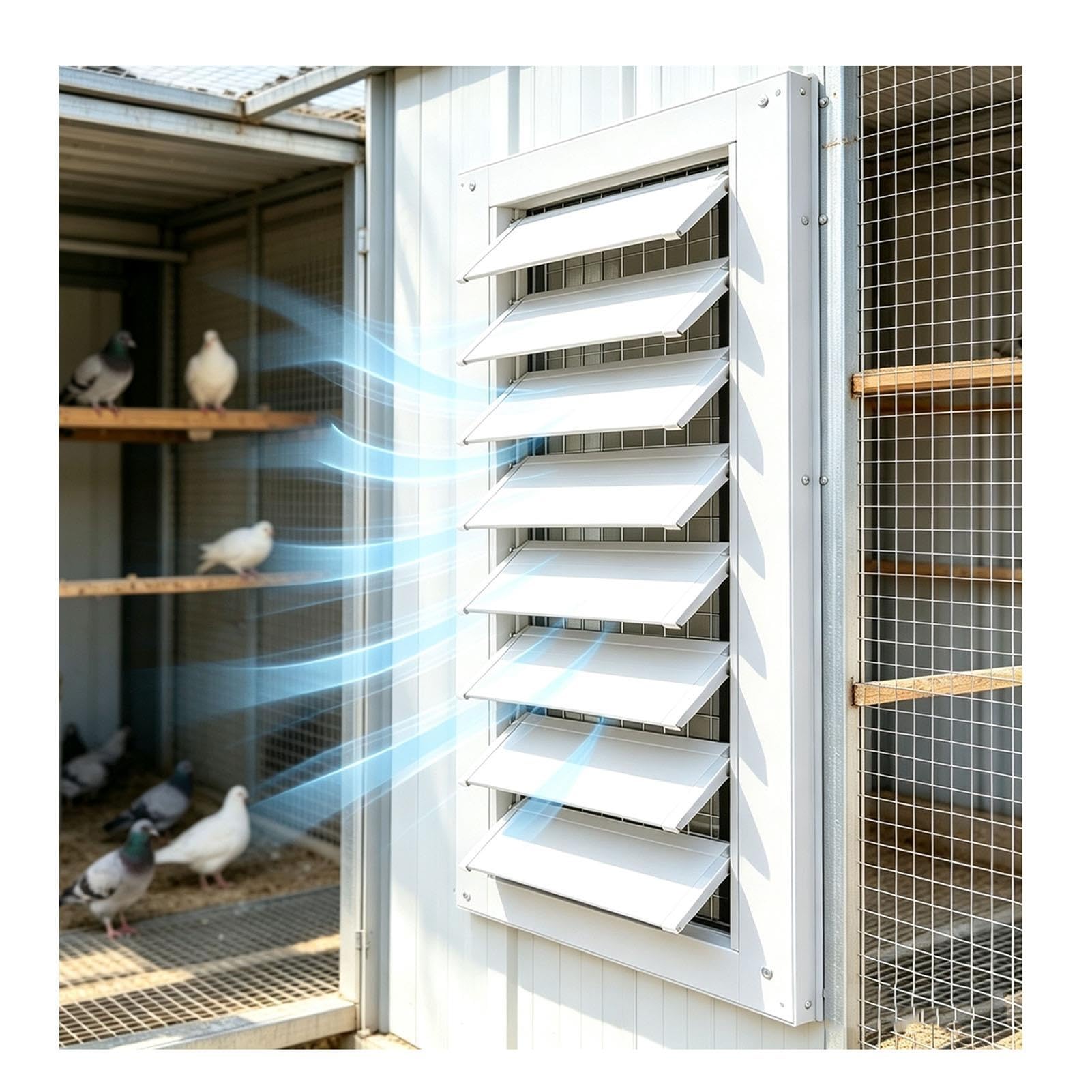 Verstellbares Aluminium-Lüftungsgitter mit Metallnetz für Zuchtanlagen