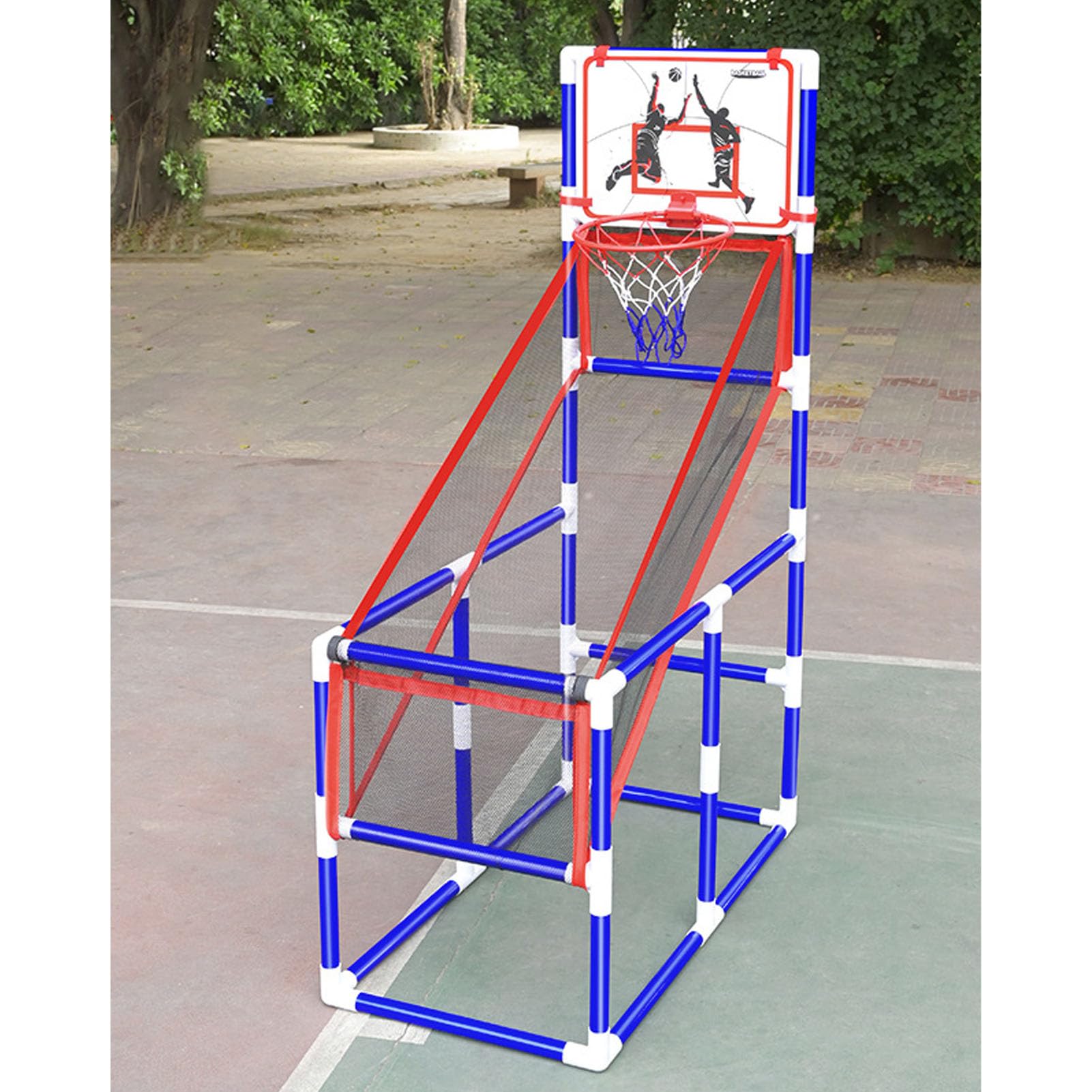 Aro De Baloncesto Al Aire para Niños, Diseño De Ahorro De Espacio con Retorno Automático De La Pelota, Juegos Deportivos De Interior, Mini Aro De Baloncesto con 4 Pelotas De Silenciosas Y