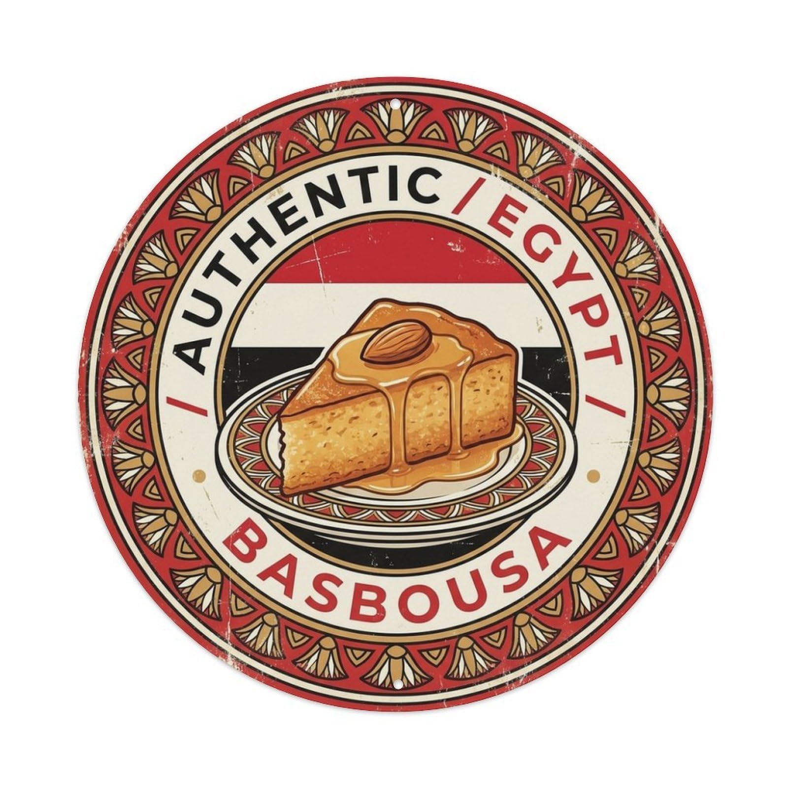 Olhnbad Style Egypt Travel Basbousa Dessert Sweet Cuisine Metal Tin Sign