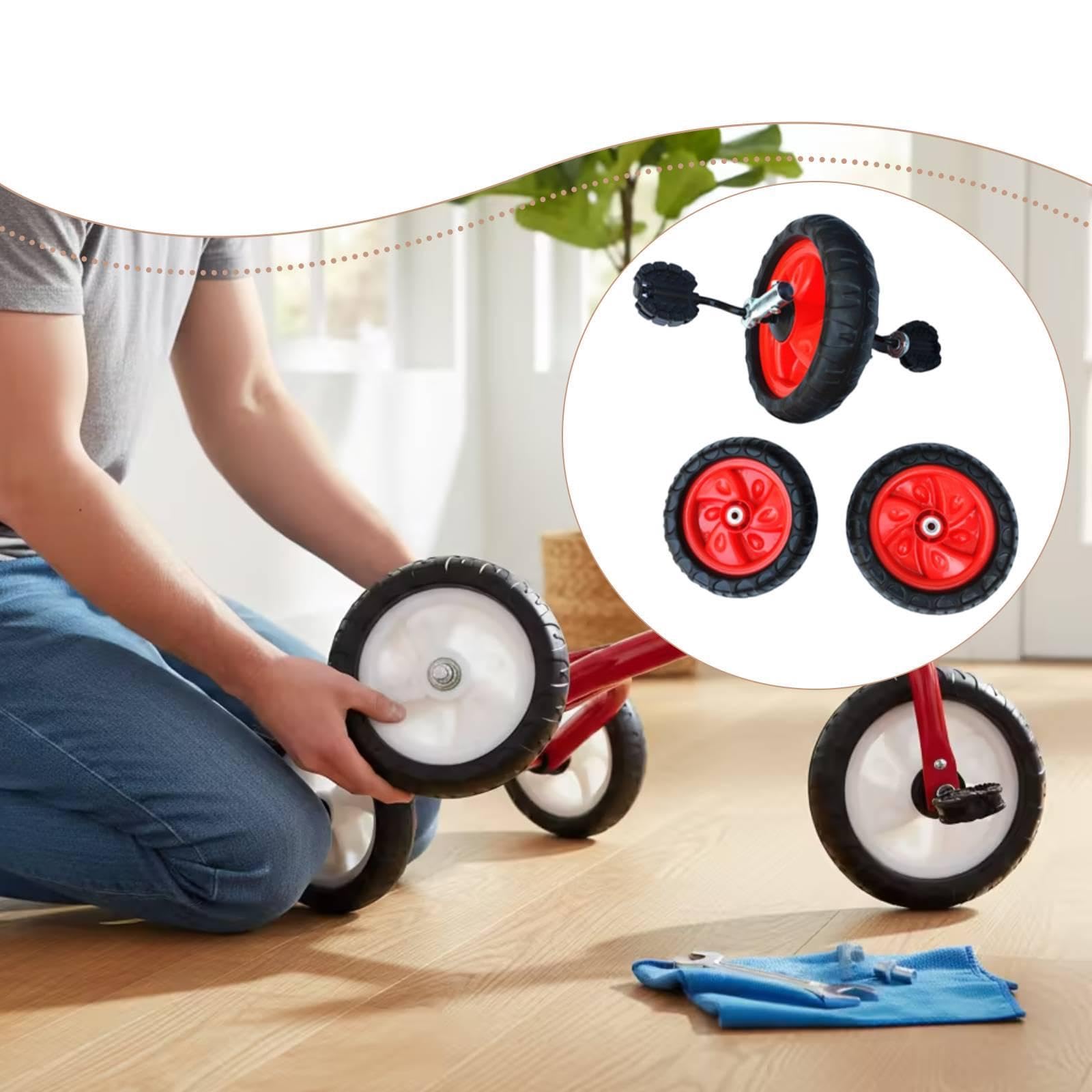 3 Stück Dreirad Räder Ersatzräder Kinder Dreirad Räder Satz Vorderrad Hinterrad Ersatzteil mit Pedal Schaumbereifung Metall PP Leiser Lauf Einfache Mo