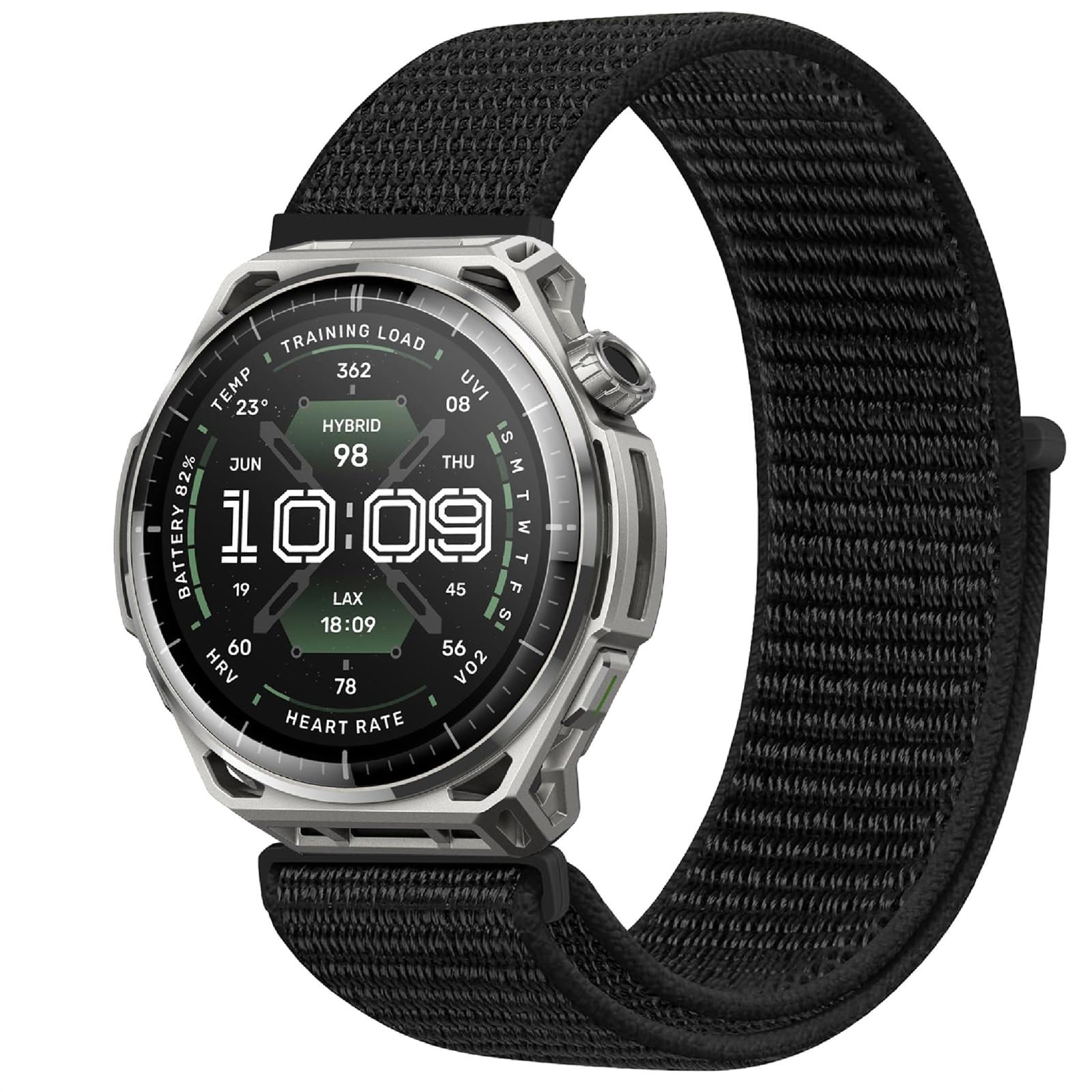 GIOPUEY Nylon Correas Compatible con Amazfit Balance 3, Transpirable Sport Correa Loop Deportiva de Nylon Trenzado, Mujer Hombres - Black