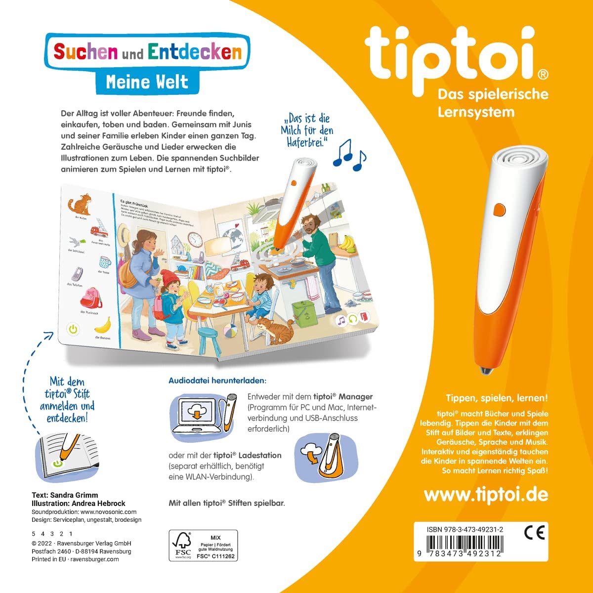 Ravensburger tiptoi Set, suchen und Entdecken - Meine Welt (książka dla dzieci) + 00110 tiptoi Der Stift, zabawka edukacyjna dla dzieci