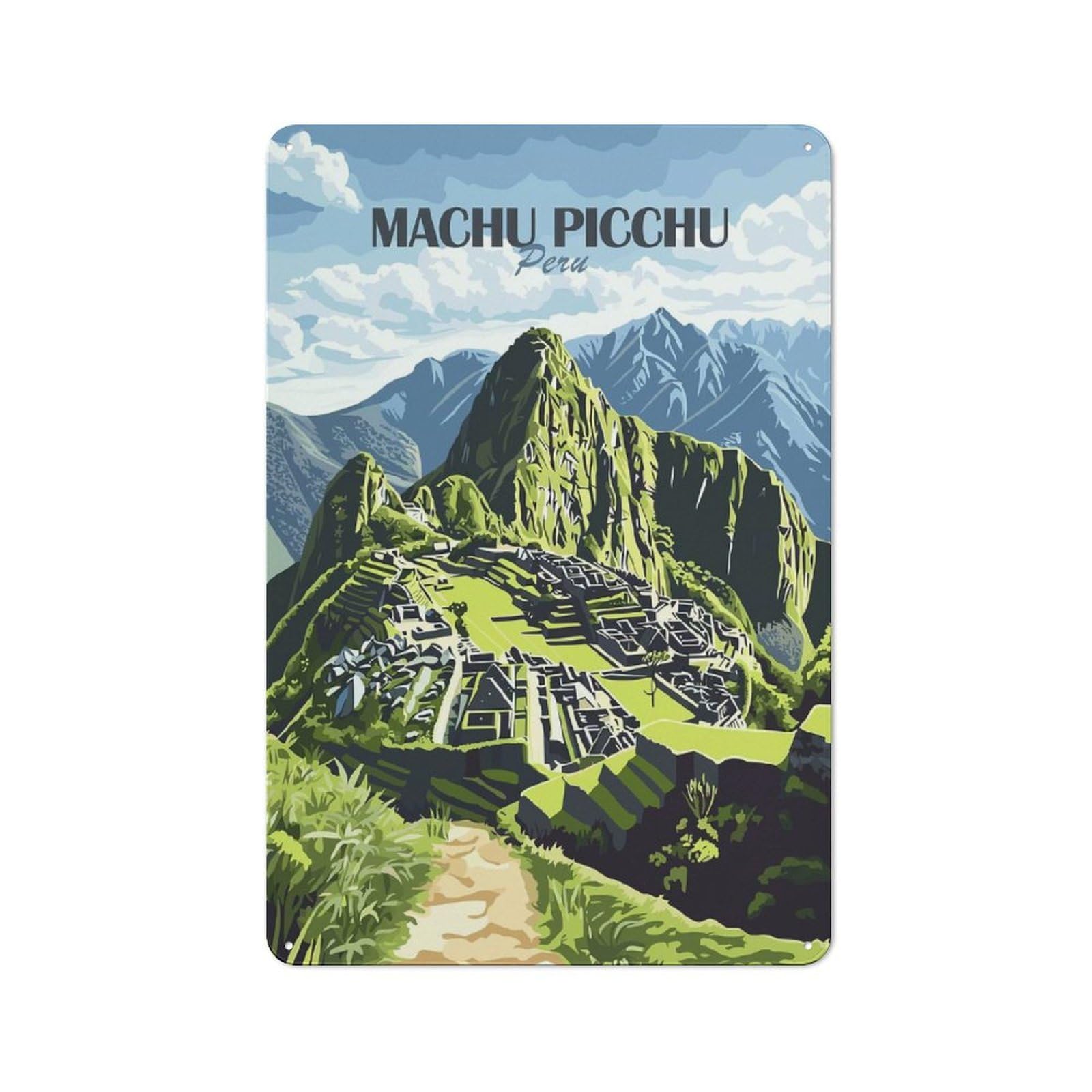 Junmoney Style-5 Machu Picchu Peru Retro Metal Wall Decor 30X20cm, Retro Metal Sign For Garage, Hobby Room, Office Or Man Cave