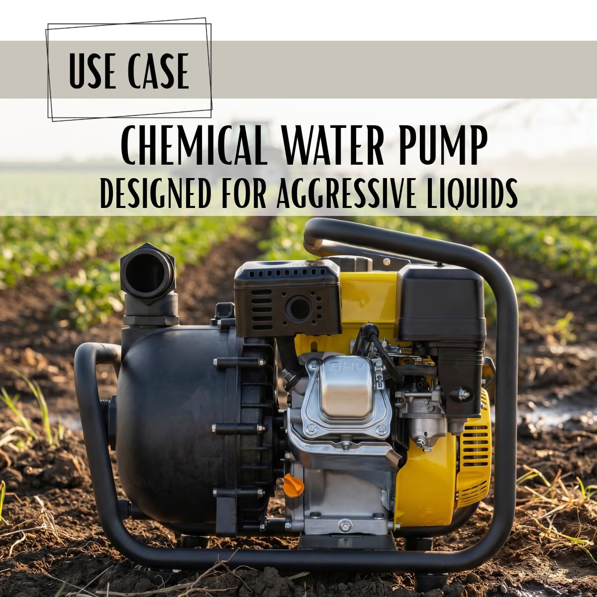 Pompe à eau propre et chimique portable 60 000 l/h hauteur de refoulement 30 m moteur essence 4 temps 3600 tr/min accessoires inclus WASPPER WP20CH-P