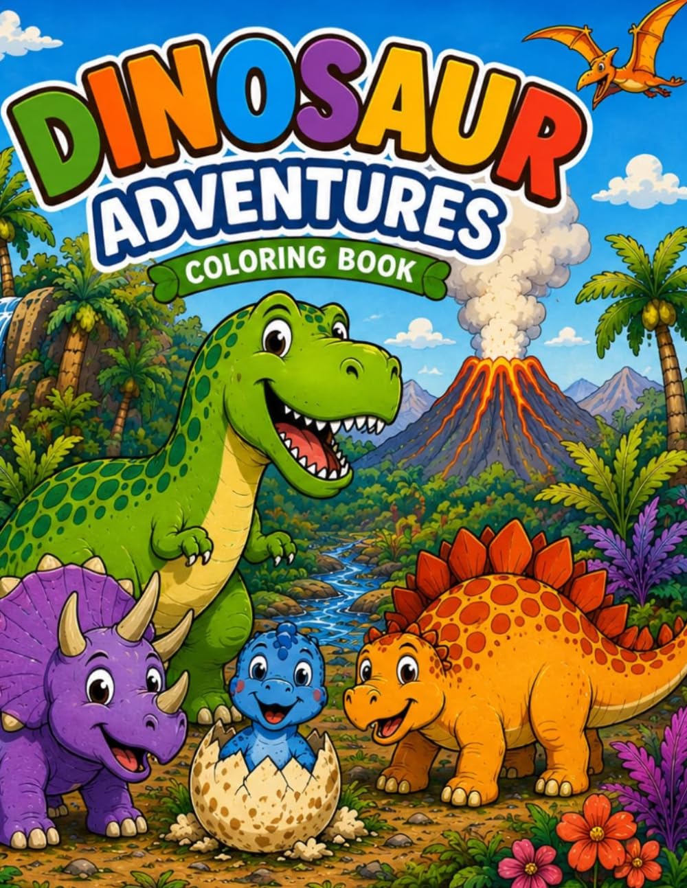 Dinosaur Coloring Book: 30 Fun and Easy Dinosaur Coloring Pages for Kids Ages 4-6