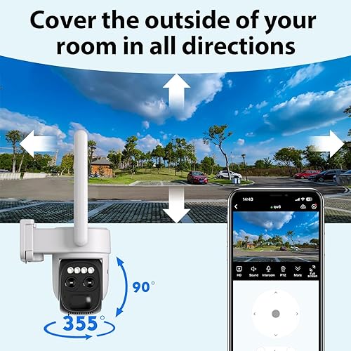 Miniatura 2 de Cámara de seguridad inalámbrica para exteriores, cámaras solares para seguridad del hogar, cámara de doble lente con giro e inclinación de 360,