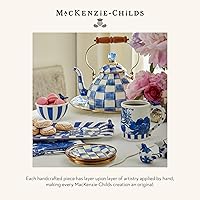 Vista 6 de MACKENZIE-CHILDS Azucarero con tapa esmaltada, tazón pequeño para servir con tapa, capacidad de 10 onzas, azul y blanco Royal Check