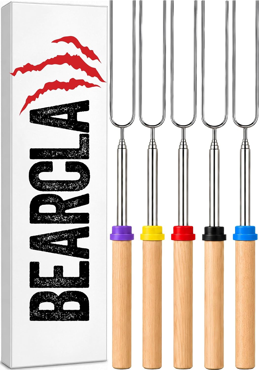BEARCLAW Smores Sticks for Fire Pit - Accessories for Campfire Marshmallow Roasting Sticks Smores Kit Outdoor-Smore Skewers Hot Dog For...