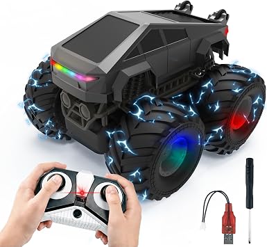 BEZGAR 120 4WD RC Cyber Style Truck with 360 Rotation & LightsGray | 2.4GHz Remote Control, 4WD Off-Road, 360 Rotation, Colorful Lights, Durable, Gift for Kids, Ages 6-12