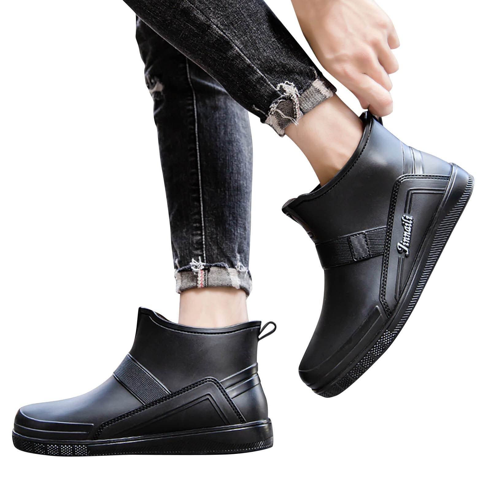 Botas de goma para hombre, botas de lluvia, impermeables, botines de goma, antideslizantes, para jardín, botas de lluvia, botas de tobillo, botas para lluvia, nieve, exteriores