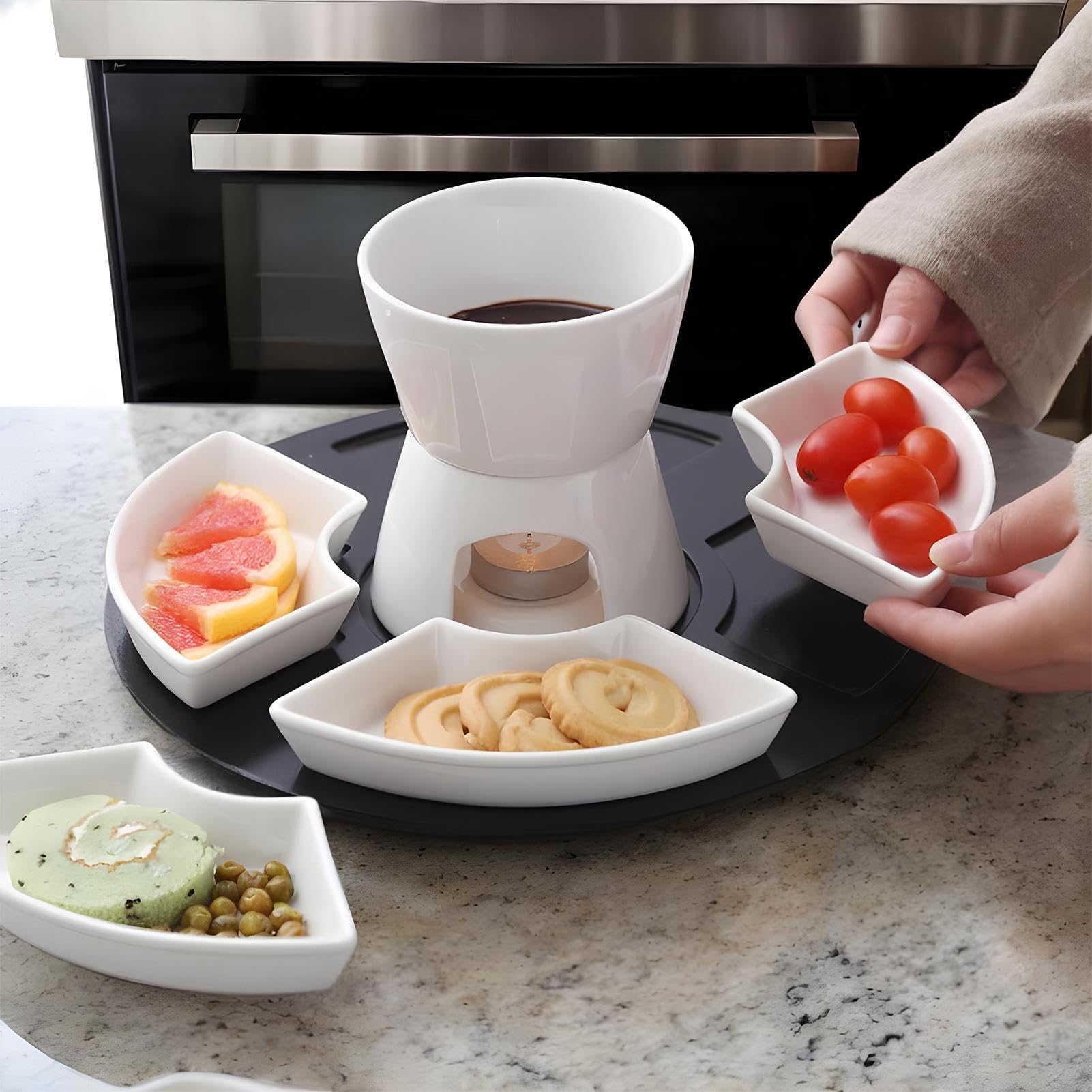 Fondue Au Chocolat, Fondue Chocolat en Céramique Fondue Chocolat Bougie Fondue Chocolat Fruits Fondue Au Chocolat Maison pour Chocolat, Beurre Et Fromage