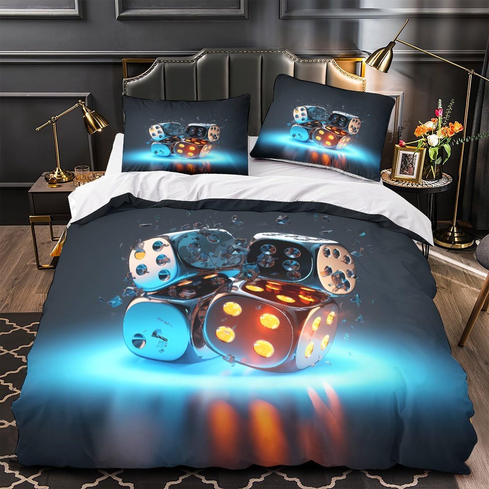 Parure de lit jeu numérique avec housse de couette microfibre 135x200cm pour lit simple