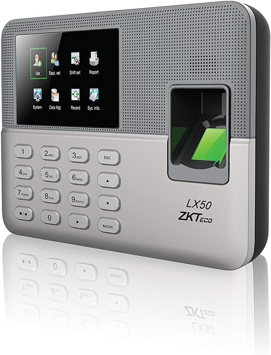 ZKTeco LX50 Biometric Fingerprint Time Attendance Clock | Plug & Use Fingerprint Attendance System |No Monthly Fees | Employee Check-in Recorder with Built-in SSR Excel Software