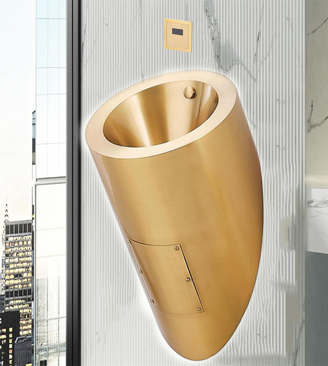 OTQEFTN Stainless Steel Urinal,Bar Urinal,Automatic Sensor Urinal Toilet,Mens Flushing Urinal,Adult Urinal Bathroom Toilet,Vertical Intelligent Induction Flush Urinal