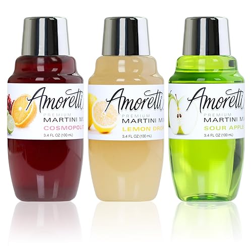 Amoretti Premium Martini Cocktail Mix Classic Minis (Cosmopolitan, Lemon Drop y Sour Apple), 3.4 onzas líquidas (paquete de 3)