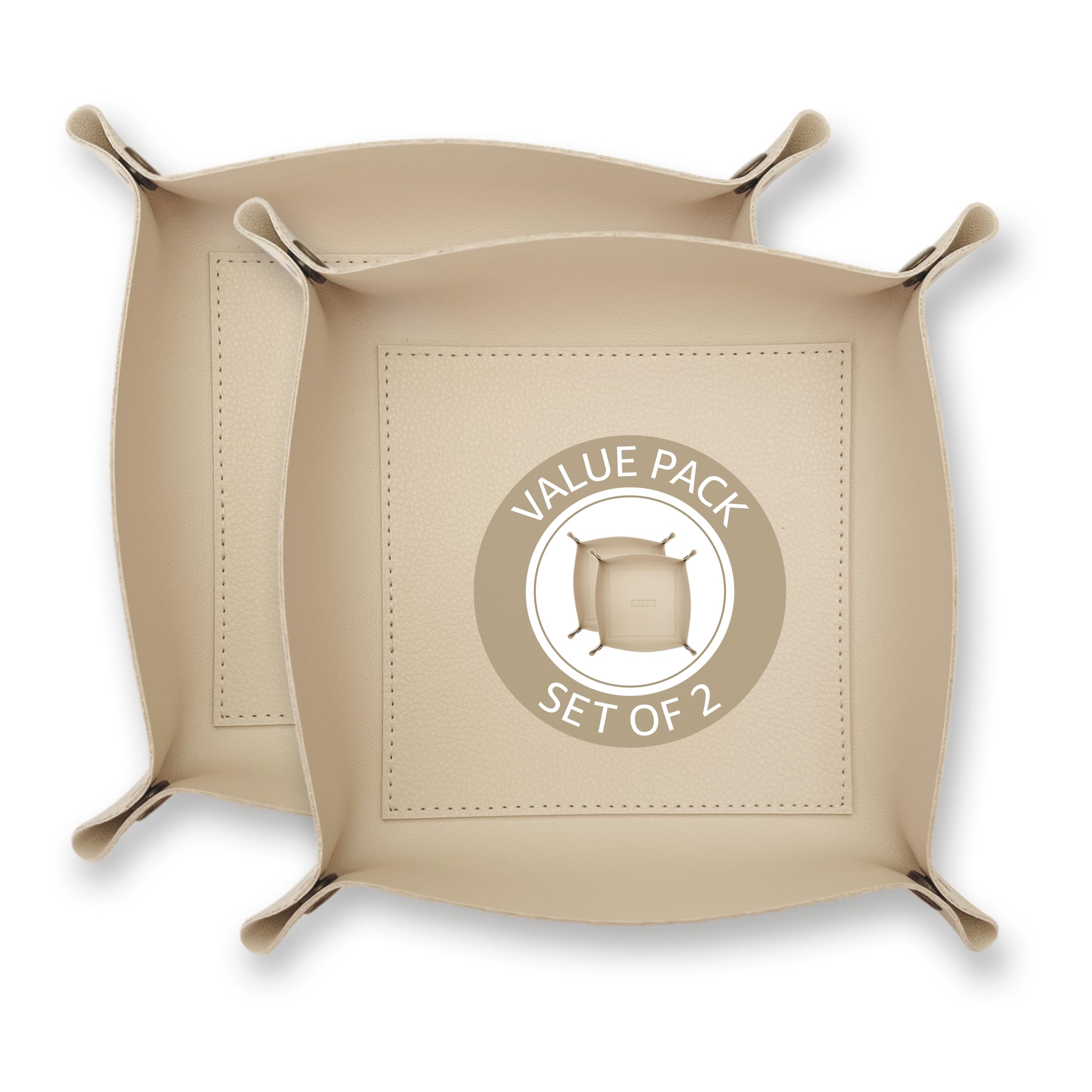 LEART Valet Tray - Small & Compact Catchall Tray | Desk, Bedside, Home Entrance Entryway Organizer | Valet Tray for Keys, Coins, Stationary, Jewellery (Cream - Set of 2)