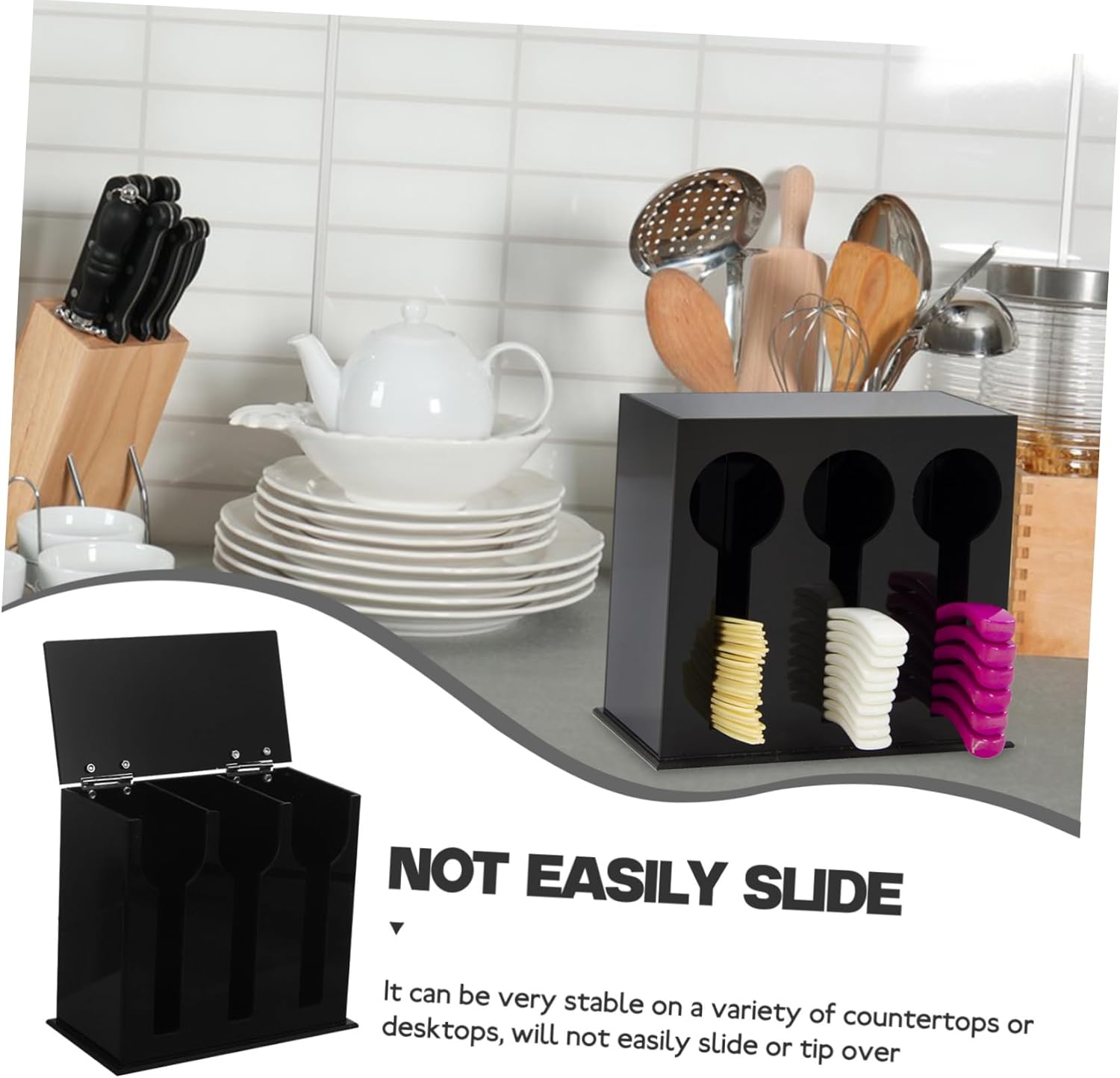 Cutlery Storage Dispenser Spoon Holder Rack Kitchen Utensil Rack Office Desk Accessory