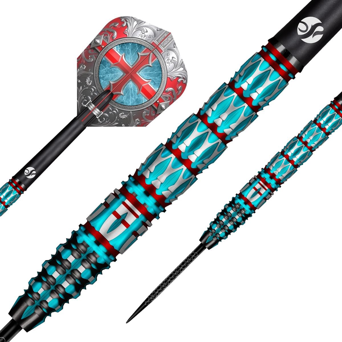 Shot! Future Knights St George Steel Tip Dart Set-95% Tungsten Barrels Handcrafted Professional Dart Set & Flights Made in New Zealand, Steel Tip Darts for Bristle Dartboard
