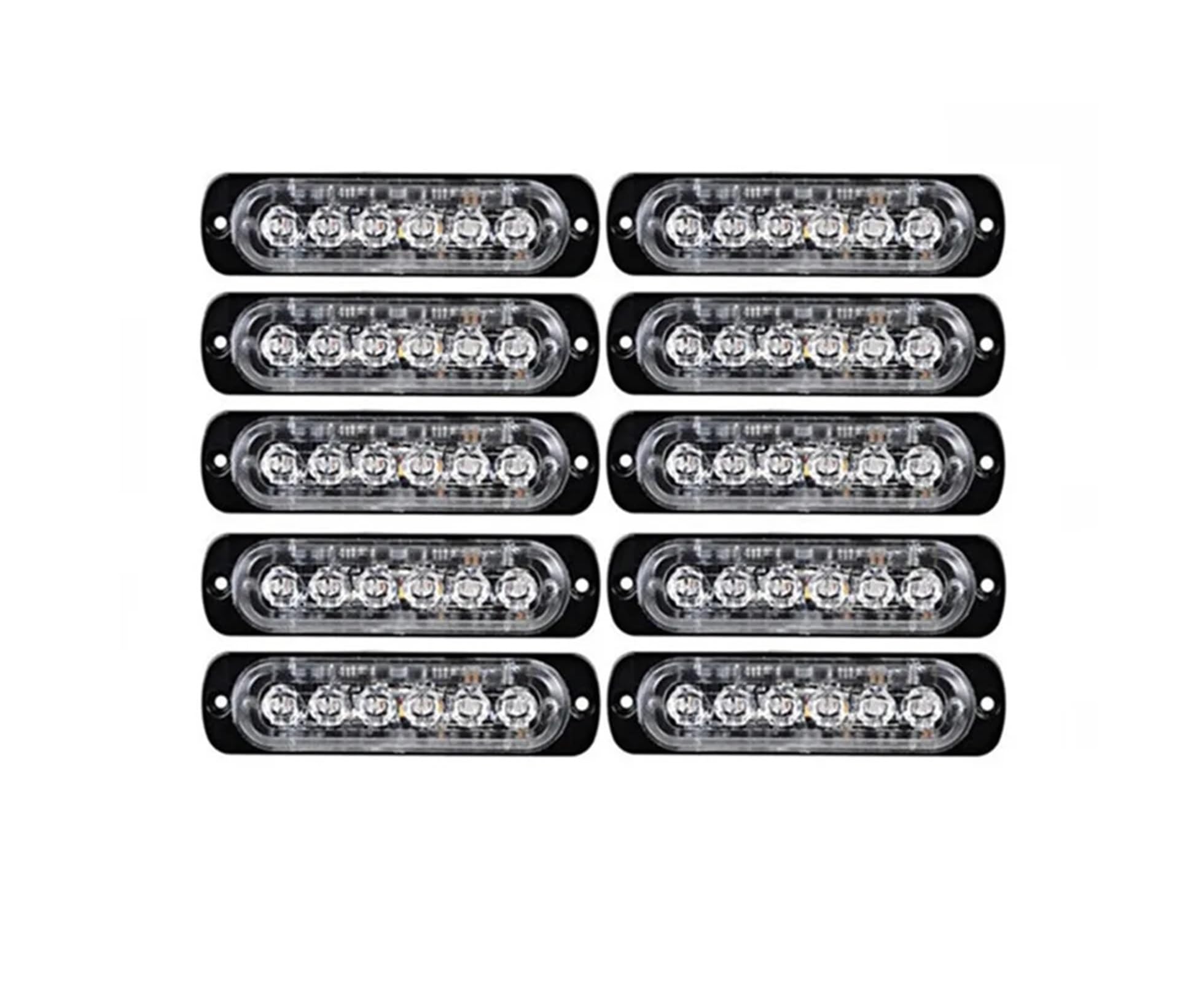 10PCS Strobe Light 12v-24v 6LED Truck Trailer Lights Stroboscopes LED Car Light Emergency Warning Hazard Flash Light(AL121808F-04a/RG+Two Lights)