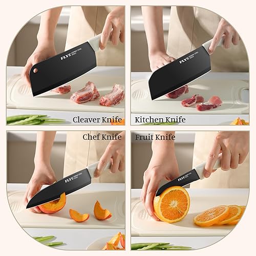 Miniatura 4 de Juego de cuchillos de 8 piezas para cocina, cuchillos de cocina de acero inoxidable con afilador y tabla de cortar, juego de cuchillos de chef