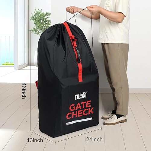 Miniatura 5 de LI'L ON THE GO Bolsa de cheques para cochecitos individuales y dobles, bolsa de cochecito para avión - Bolsa grande para cochecito de viaje de aire