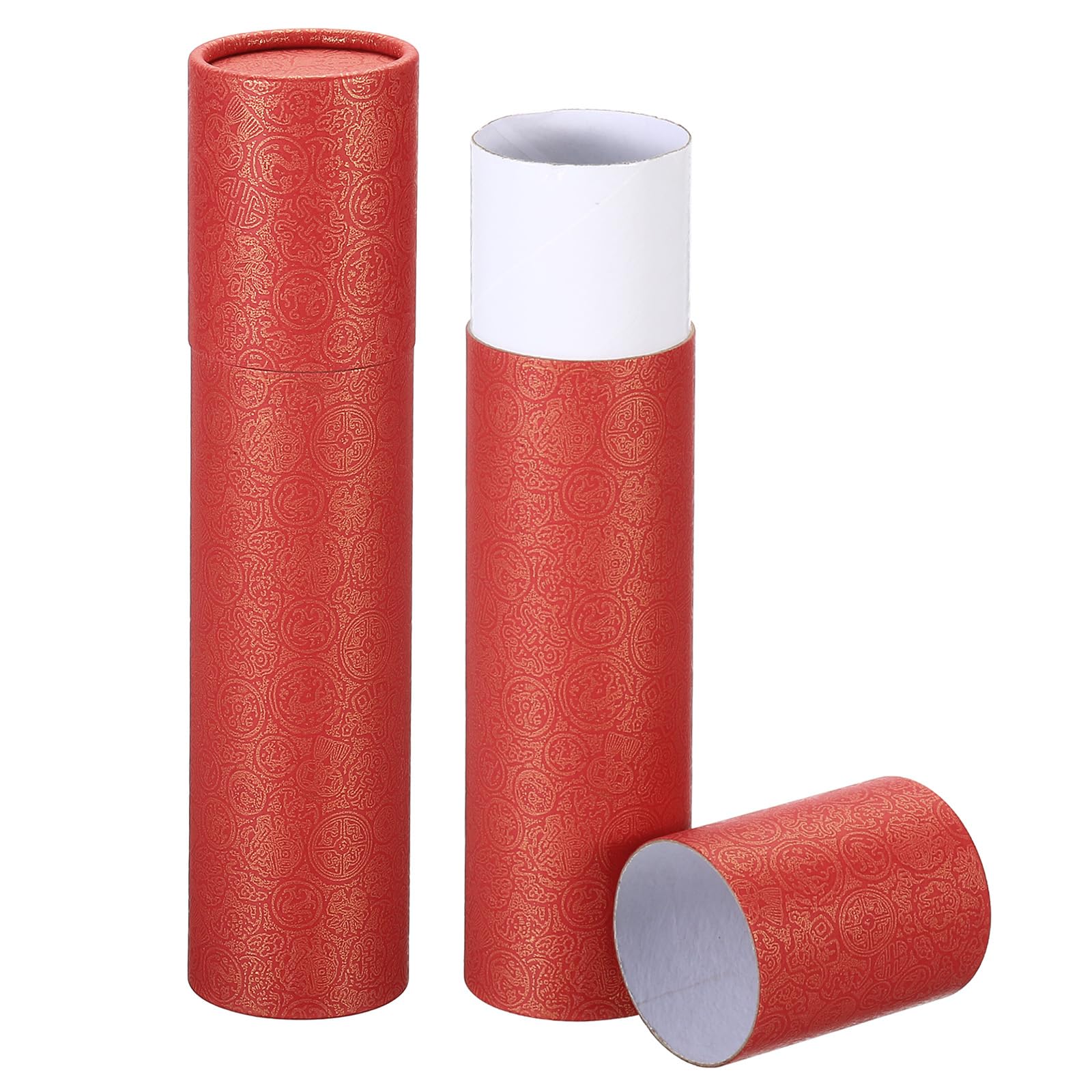 PATIKIL 2 Pulgadas x 9 Pulgadas Póster Tubo, 2 Paquete Foto Almacenamiento Tubo Caligrafía Pintura Tubos Correo Tubos para Papel Arte Documentos, Rojo