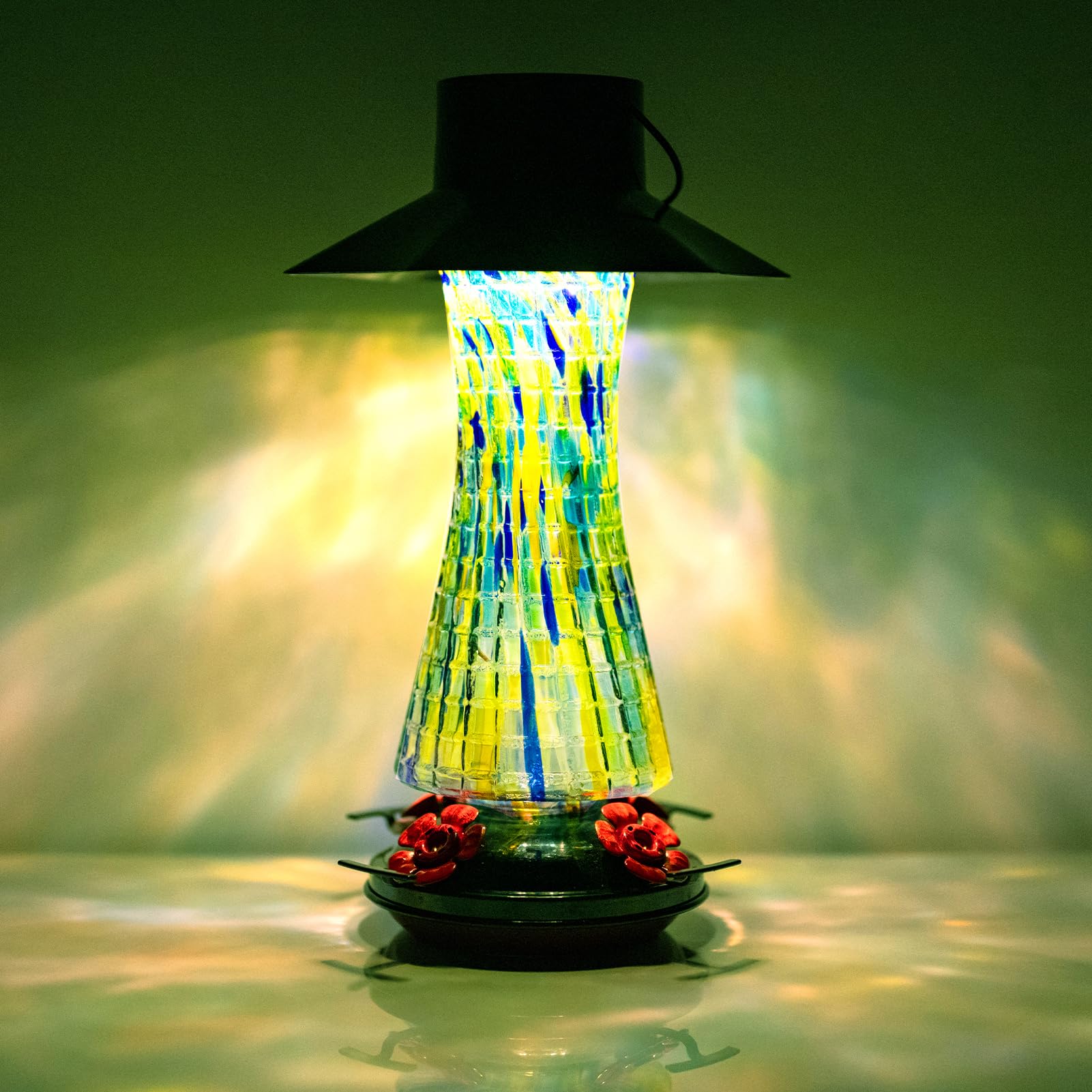 Muse Garden Alimentatore a energia solare per colibrì, 652 g, decorazione da giardino per esterni, a prova di formiche e api, lanterna in vetro soffiato a mano, regalo per donne anziane, mamma,