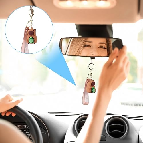 Miniatura 6 de Simgoing Capybara - Accesorios de coche estéticos para colgar en el espejo del automóvil, adorno oscilante para decoración interior del automóvil,
