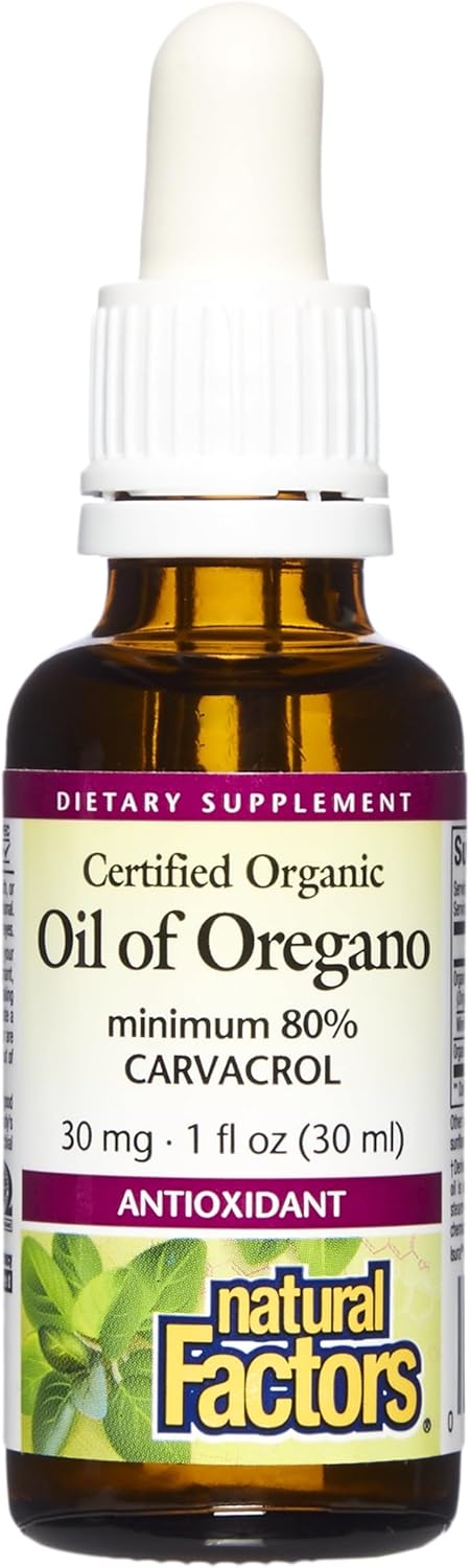 Natural Factors Oil of Oregano - Liquid Antioxidant Support Supplement for Immune Support - Easy Swallow Health Supplement with Non-GMO & Gluten-Free Formula - 2 fl oz (375 Servings)