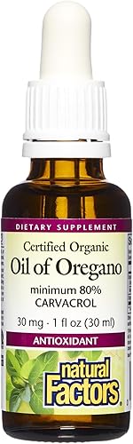 Aceite de orégano, certificado orgánico, 187 porciones, 1 onza, de Natural Factors, 4571, 1, 1