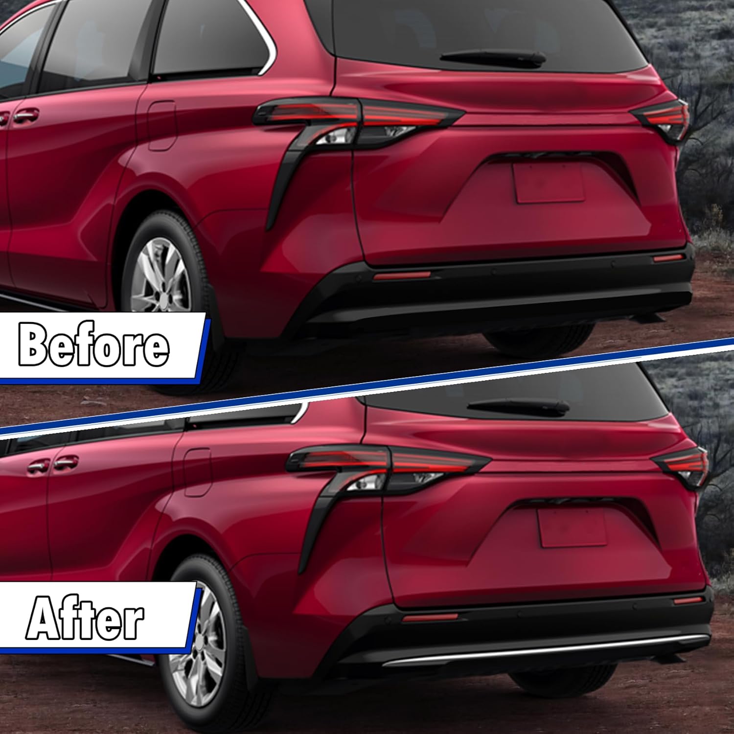 3Pcs Chrome ABS Rear Bumper Molding Trim Cover Fit for Sienna 2021 2022 2023 2024 2025 Rear Lower Bottom