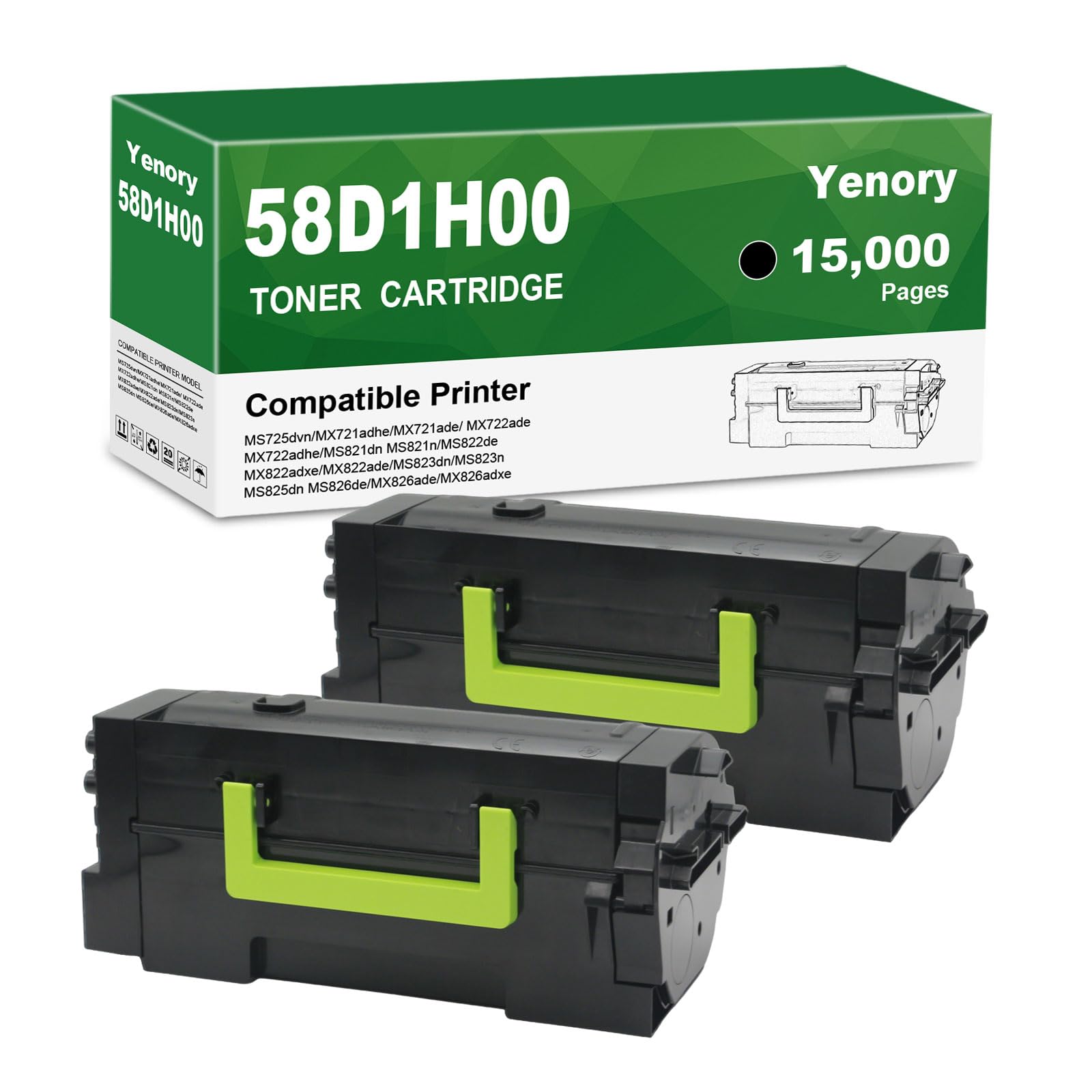 58D1H00 Black High Yield Toner Cartridge Replacement for Lexmark 58D1H00 58D1U00 58D1000 58D1X00 Toner Cartridge for MS725 MS821 MS822 MS823 MS824