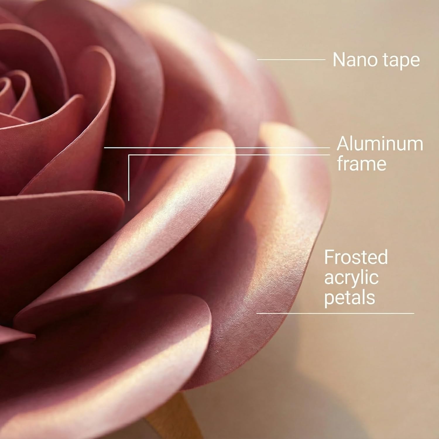 Large Paper Flowers Wall Decor for Baby Girl Nursery (Pre-Assembled) - 300gsm Pearlized Cardstock 3D Roses with Gold Butterflies - Renter-Friendly Nano Tape & Reusable Backdrop (Pink, Set of 6)